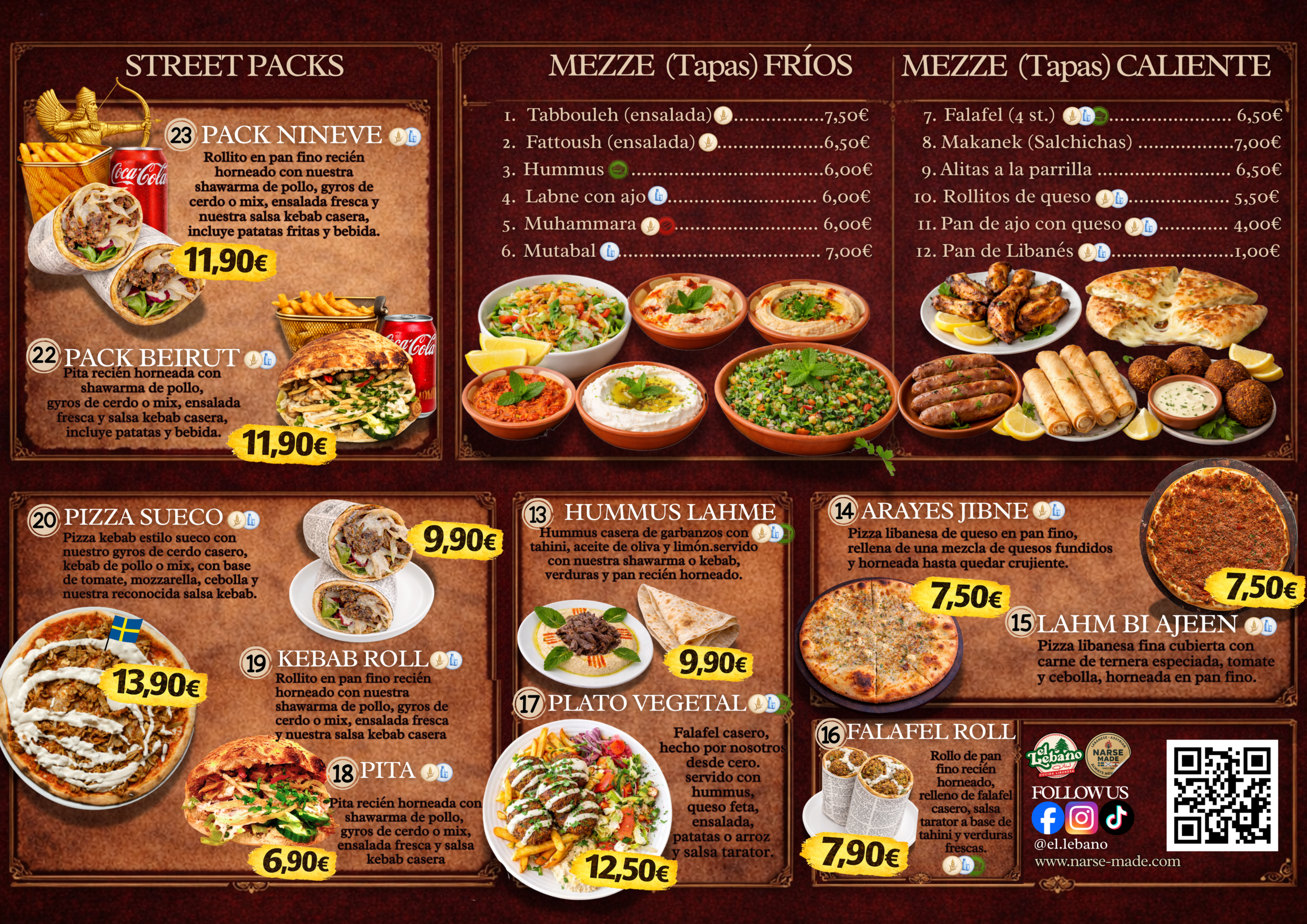 El Lebano Streetpacks and Mezze Menu