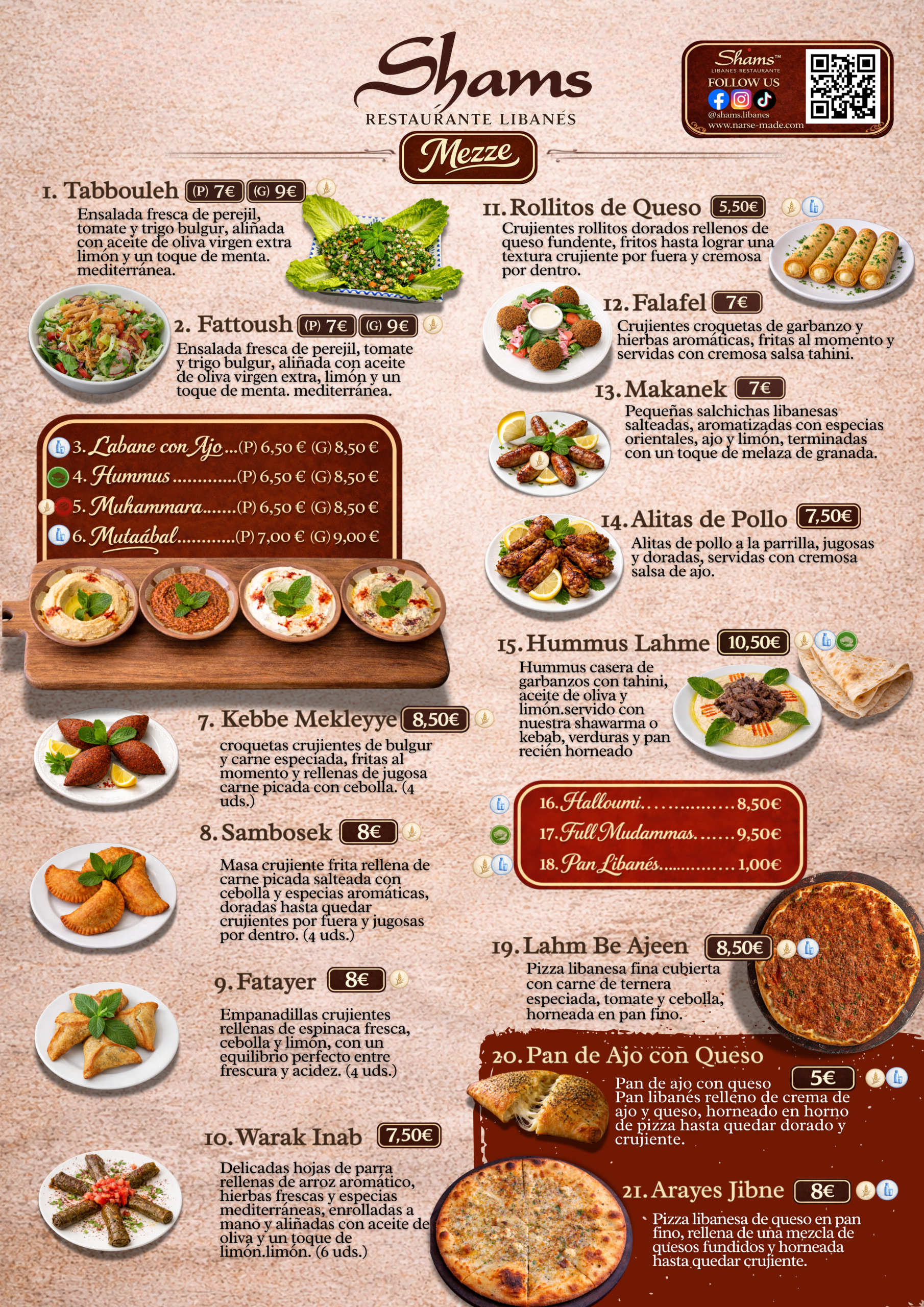 Shams Mezze Menu